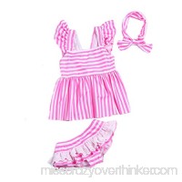 Oushiny Girls' Cute Striped Swimsuit Kids' 3-Piece Swimwear 2 Colors For 1-8 Pink B072ZYJTHJ